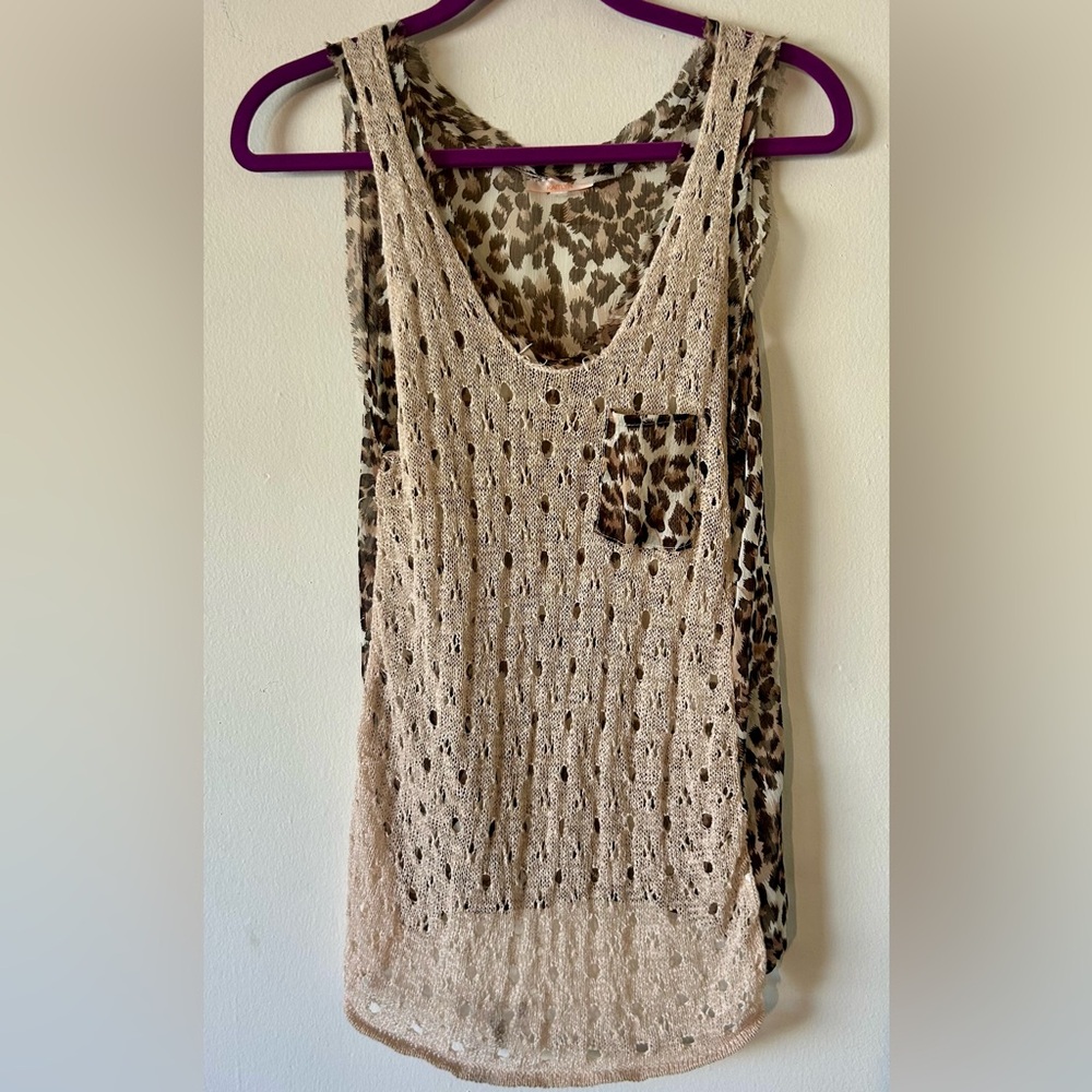 Kaitlyn Leopard and Cream Lace Tank Top